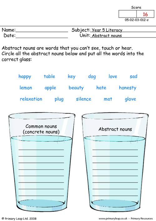 Concrete And Abstract Nouns Worksheet Pdf