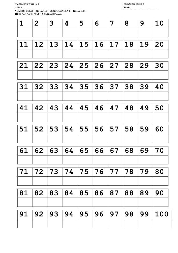 Free Printable Number Tracing Worksheets 1-100
