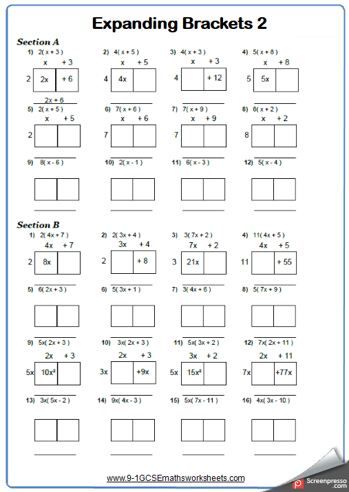 Grade 8 Math Patterning And Algebra Worksheets