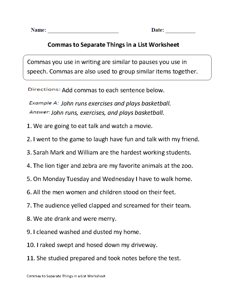 Fourth Grade Punctuation Worksheets For Grade 3 With Answers Pdf