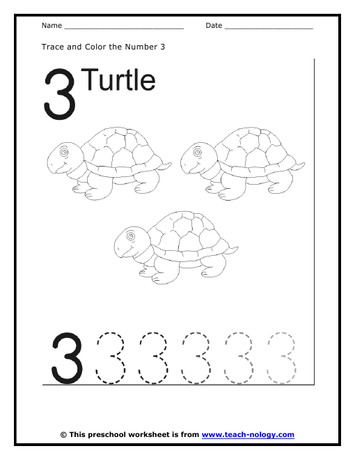 Number 3 Worksheets Printable