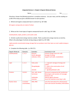 Macromolecules Worksheet #1 Answers