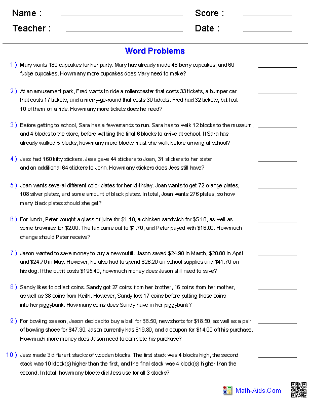 Mixed Word Problems For Grade 4 Pdf