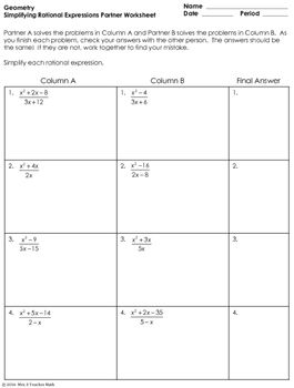 Complex Fractions Worksheet Precalculus