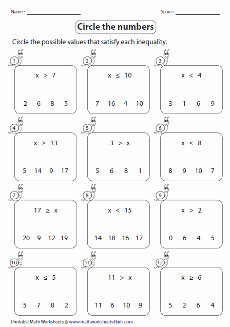 One Step Equations Worksheet 6th Grade