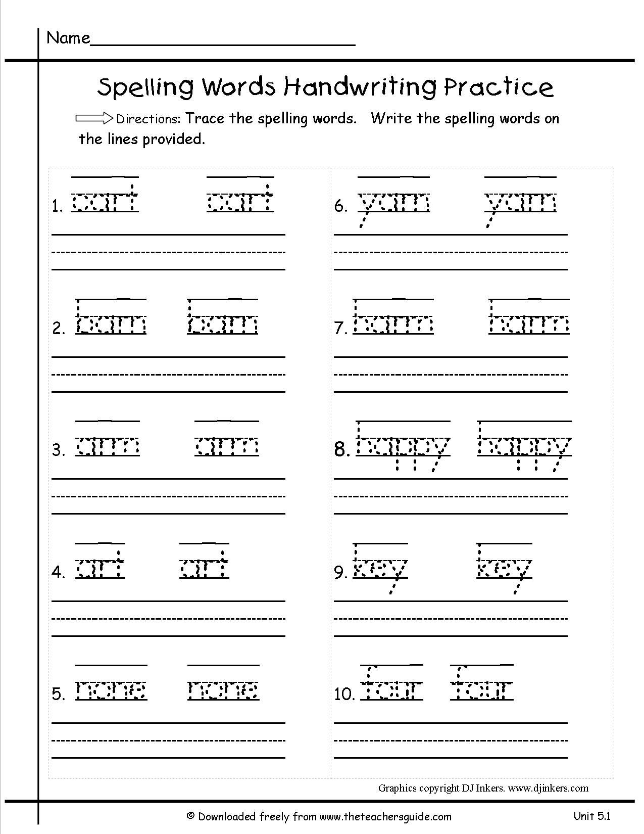 Penmanship Worksheets For 1st Grade