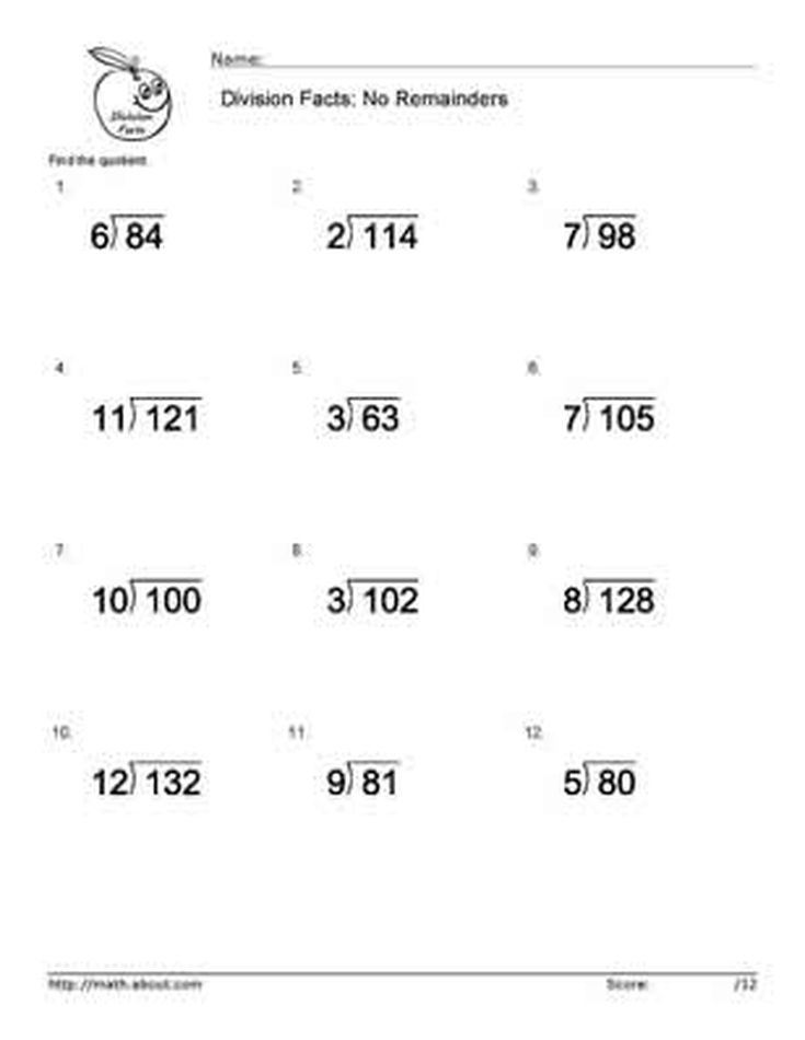 Basic Division Facts Worksheets