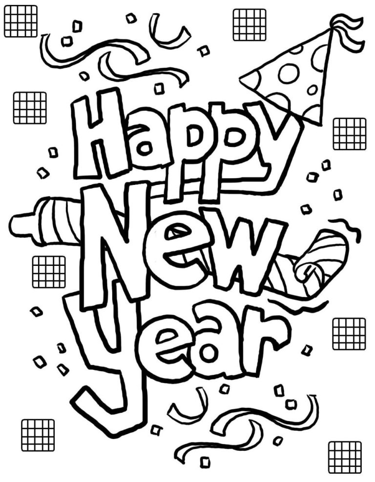 Happy New Year 2019 Coloring Page