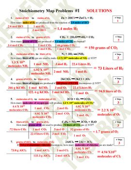 Stoichiometry Worksheet Answers