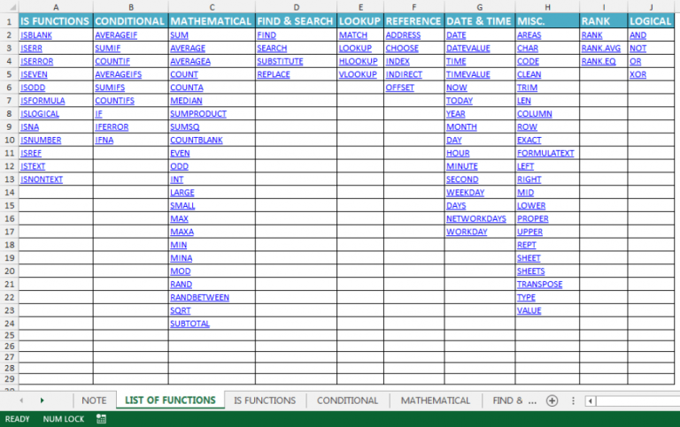 Worksheet Excel