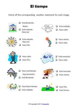 Printable Spanish Weather Worksheets Pdf