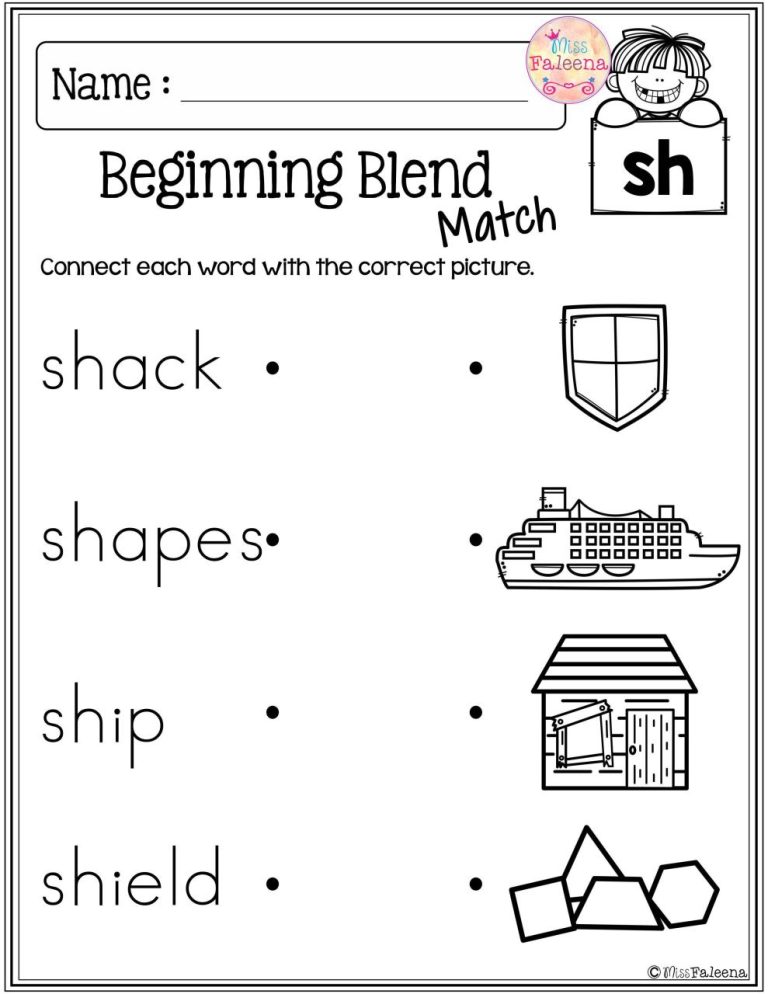 Blends Worksheets For Kindergarten