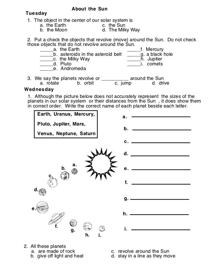 Solar System Worksheets 3rd Grade