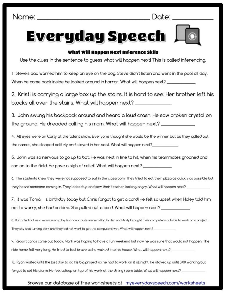 Inference Worksheets For Speech Therapy