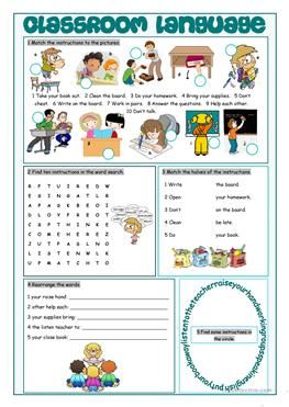 Classroom Language Classroom English Worksheet