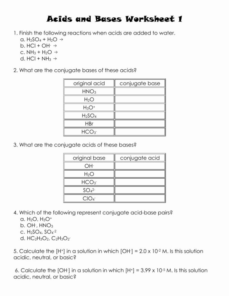 Ph Calculations Worksheet Answers Key With Work