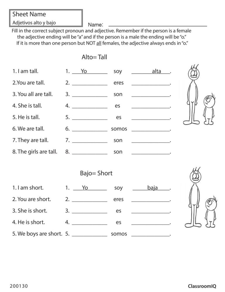 Spanish Worksheets