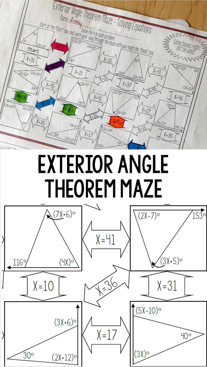 Worksheet Triangle Sum And Exterior Angle Theorem Answer Key Pdf