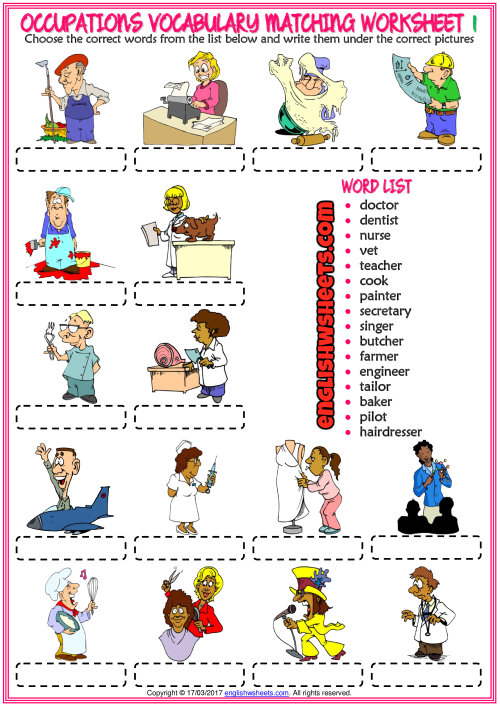 Jobs Worksheets For First Grade