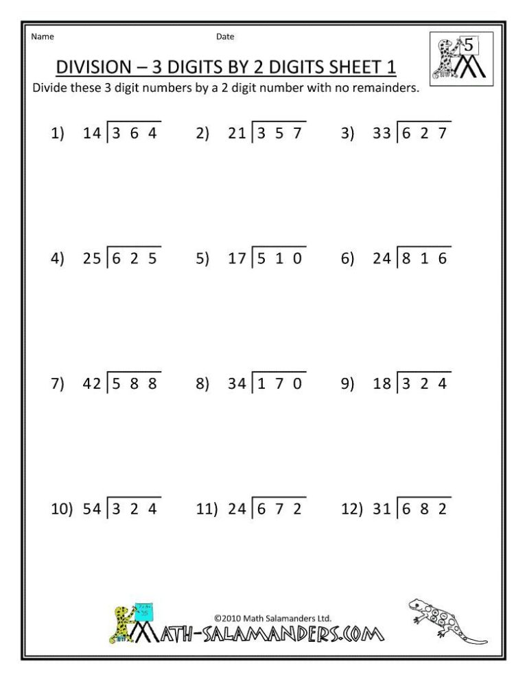 Long Division Problems 7th Grade