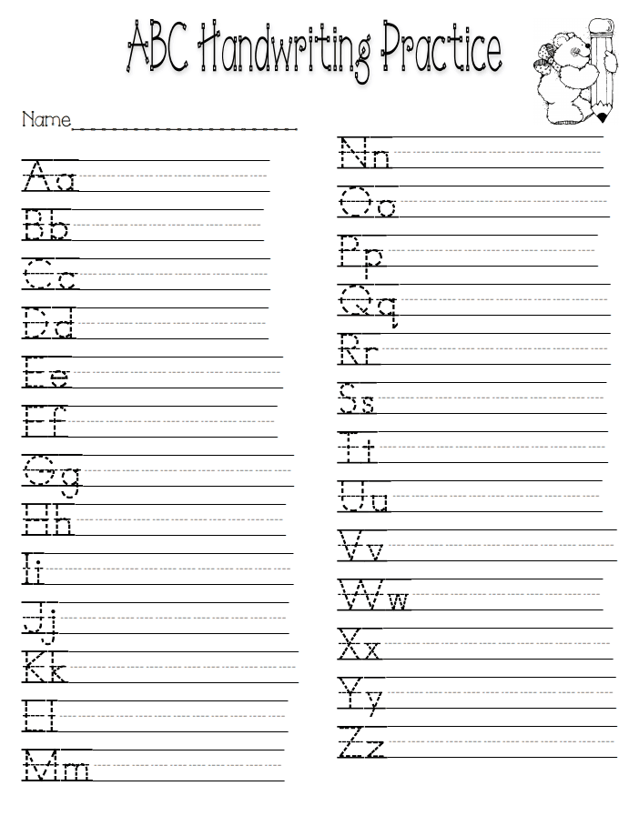 Abc Writing Practice Worksheets Pdf