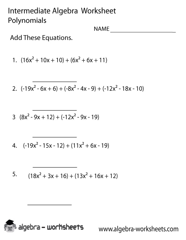 Polynomials Worksheet Grade 9