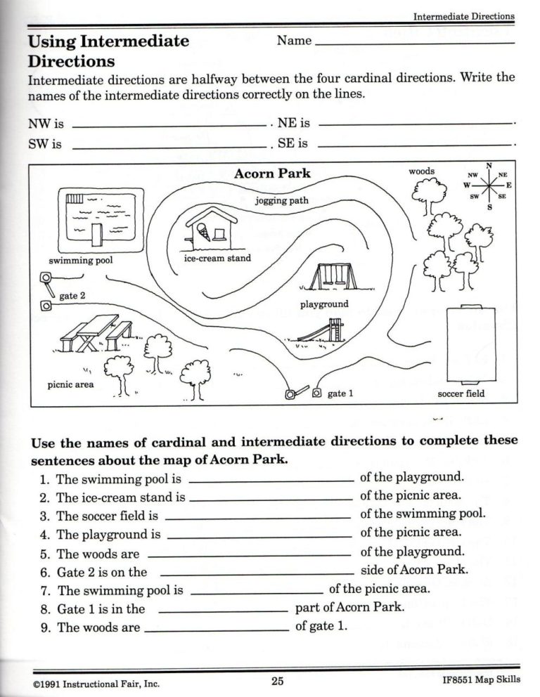 Map Skills Worksheets 5th Grade