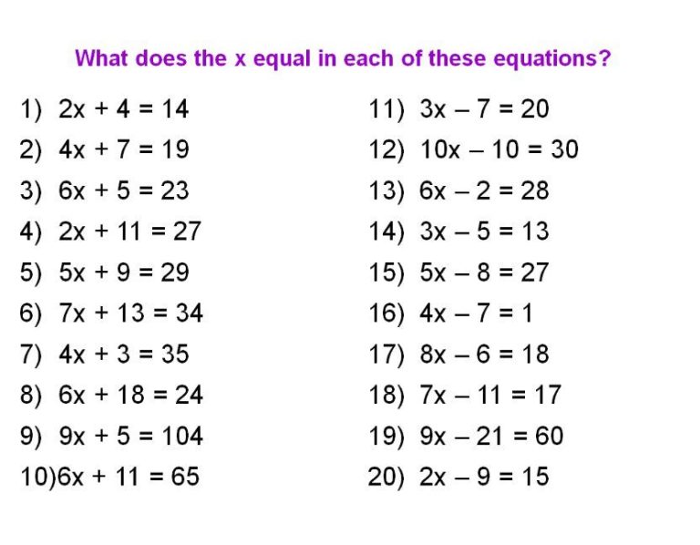 One And Two Step Equations Worksheet Pdf