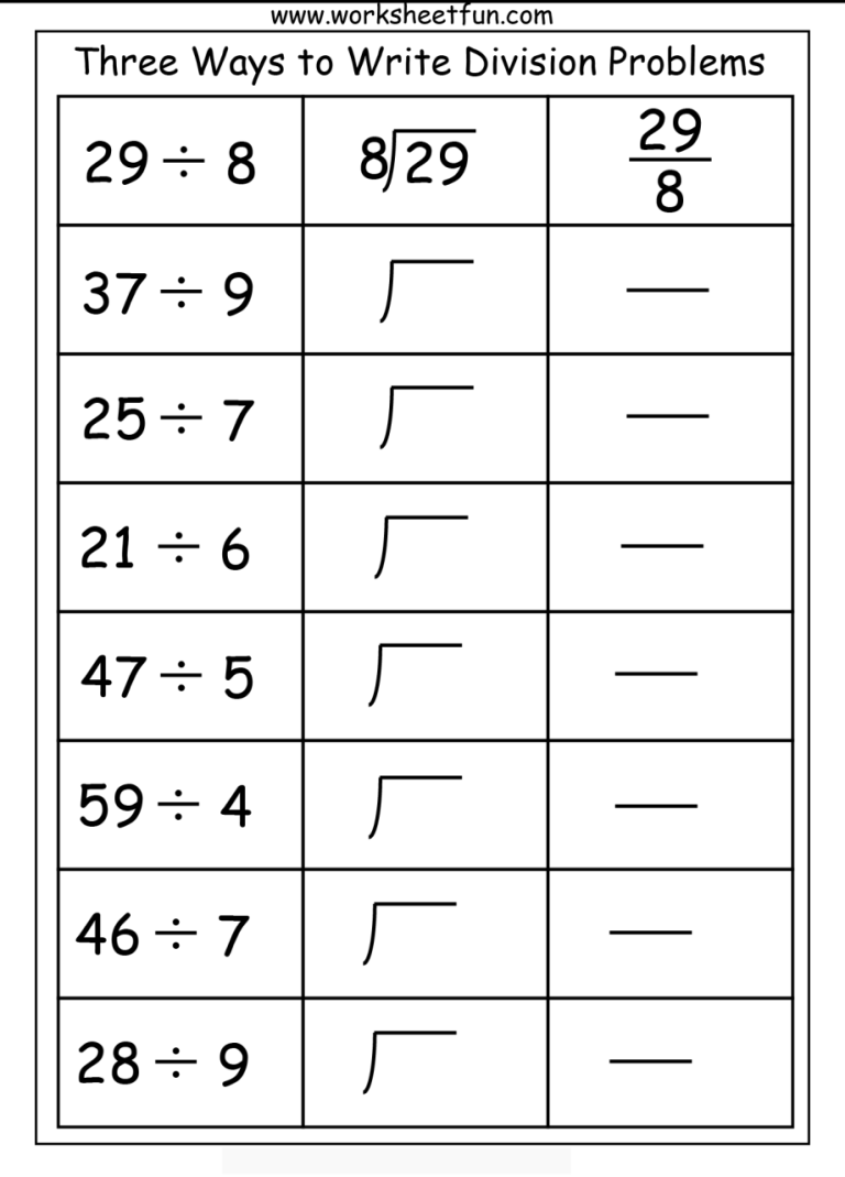 Division Questions For Grade 3