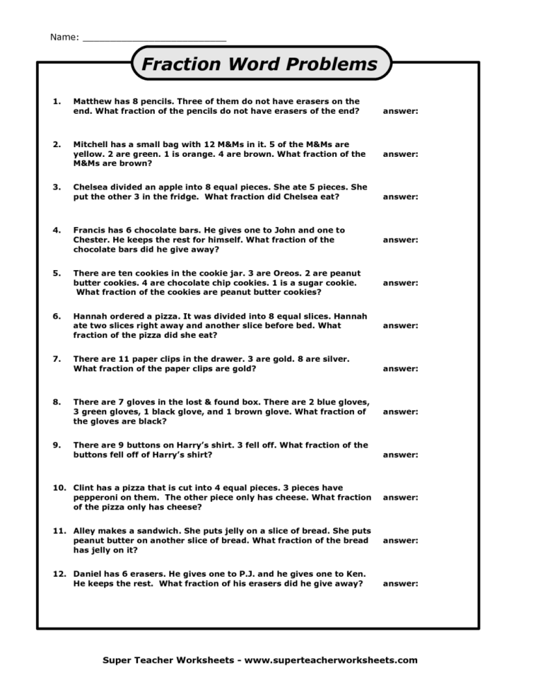 Word Problems Worksheets 4th Grade