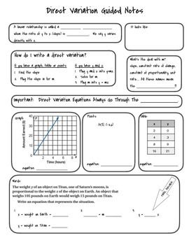 Direct Variation Worksheet Answer Key