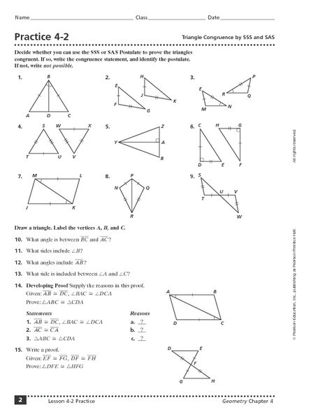 Sss And Sas Congruence Practice