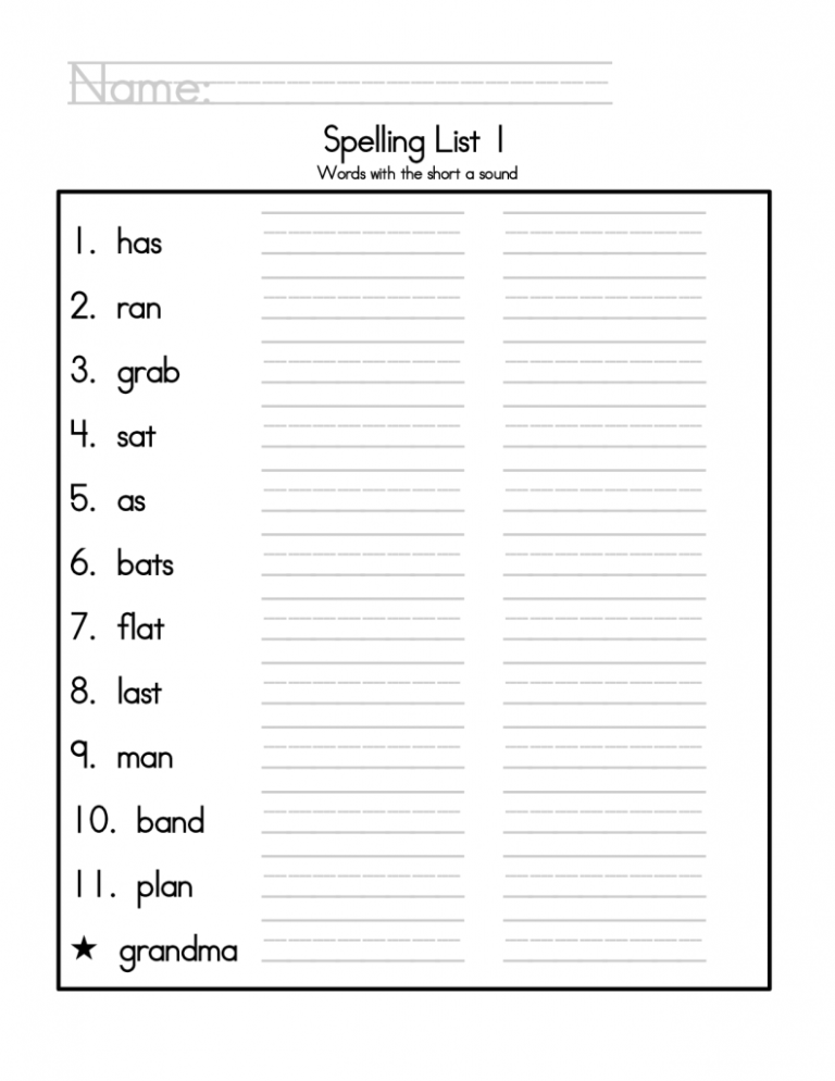 2nd Grade Spelling Worksheets Pdf