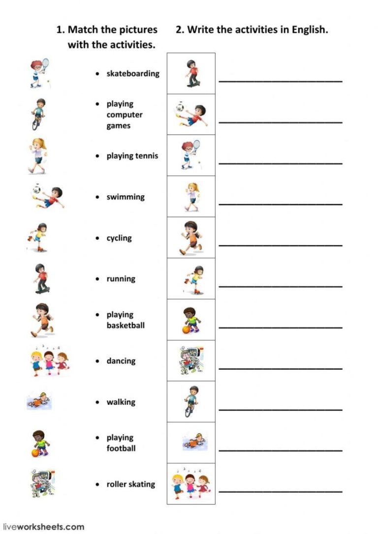 Beginner Free Time Activities Worksheet