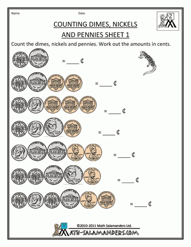 Counting Coins Worksheets Free Printable