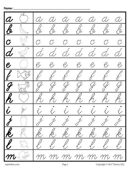 Cursive Letters Worksheets Printable