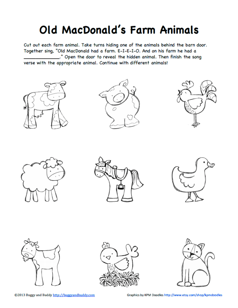 Farm Animals Worksheets For Toddlers