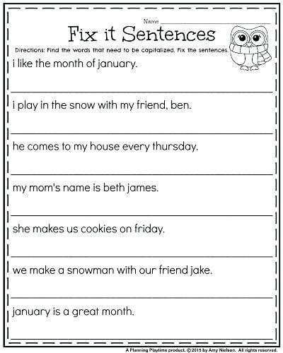 Sentence Correction Worksheets 4th Grade