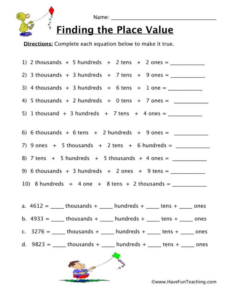 Number Sense Worksheets For Grade 4