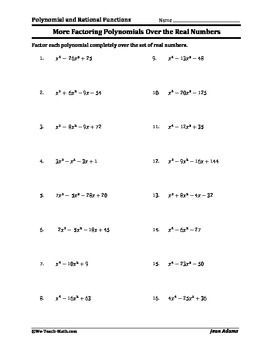 Polynomials Worksheet Algebra 2