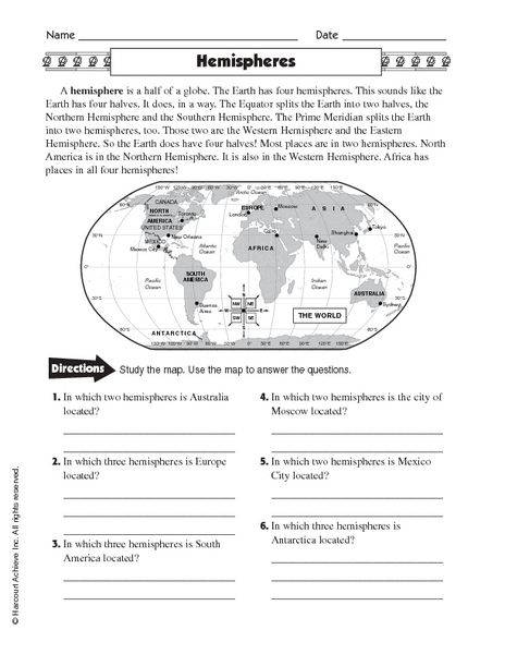 World Map Worksheet 6th Grade