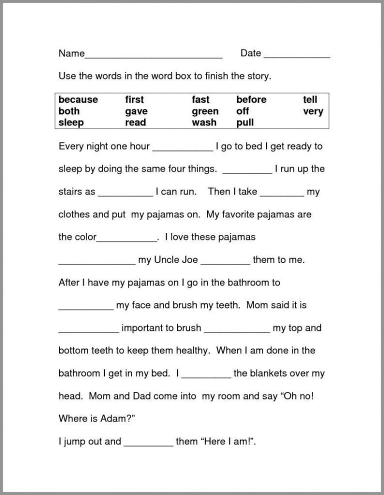 1st Grade English Worksheets Grammar