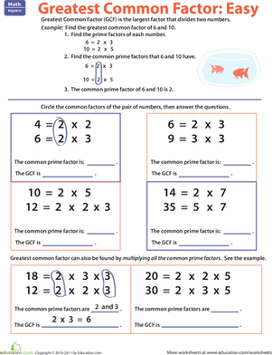 Gcf Worksheets Grade 7