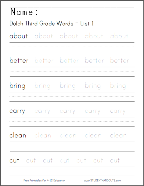 Penmanship Worksheets For 3rd Grade