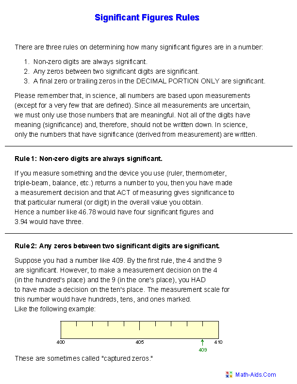 Significant Figures Worksheet Chemistry