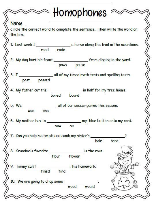 Homophones Sentences Worksheet Pdf