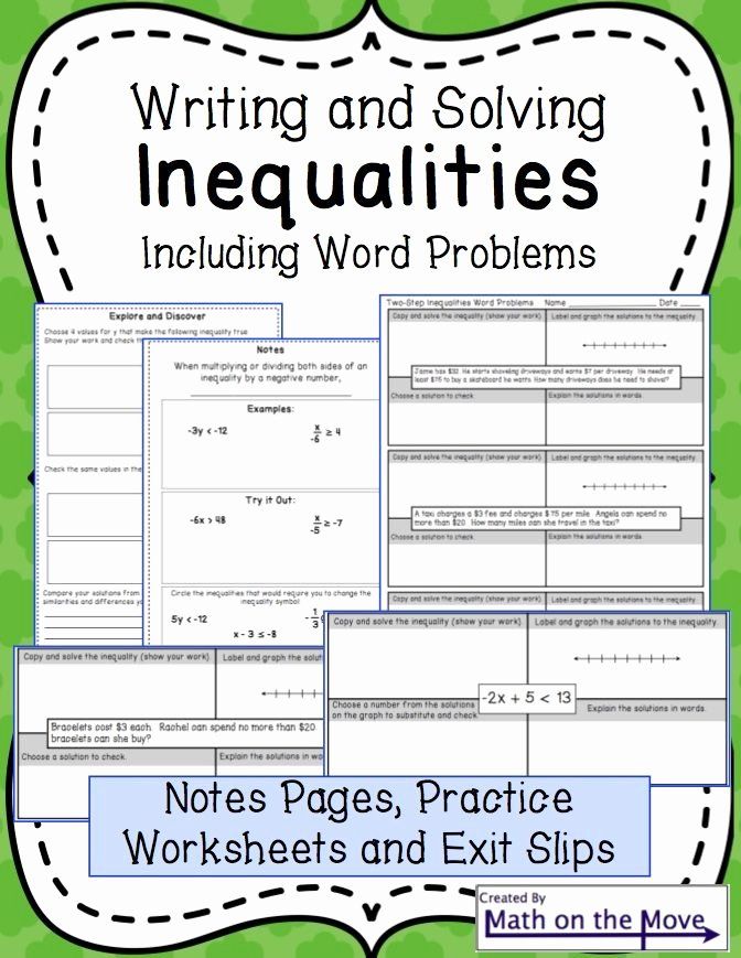 One And Two Step Inequalities Worksheet