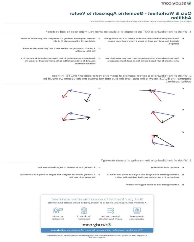 Vector Addition Worksheet Key