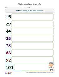 Writing Numbers In Words Worksheets Grade 2