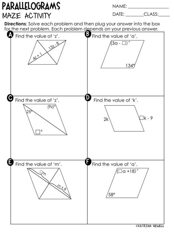 Properties Of Special Parallelograms Worksheet Answer Key